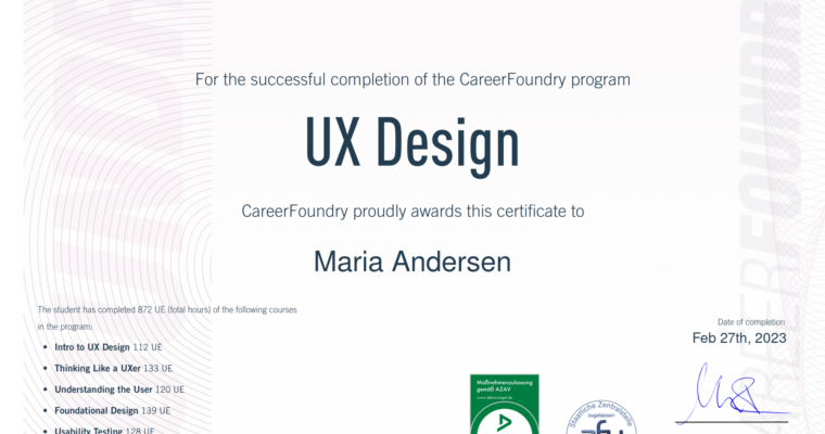 UX Design course accomplished & Behance profile live!